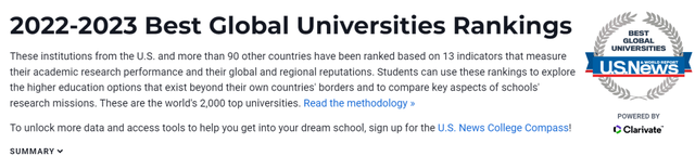 U.S.News 2023世界大学排名发布！四大榜单靠谱盘点