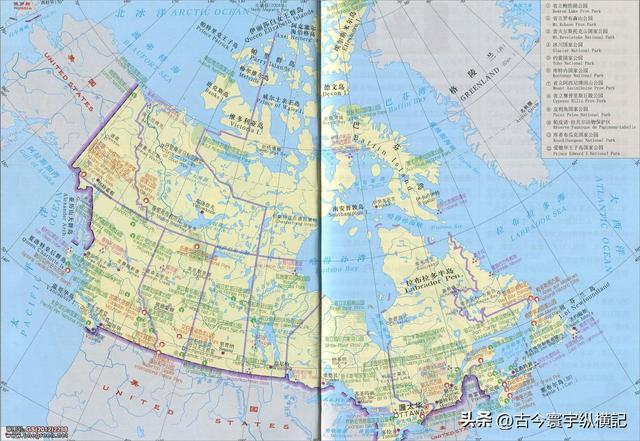 加拿大各省、地区详细地图
